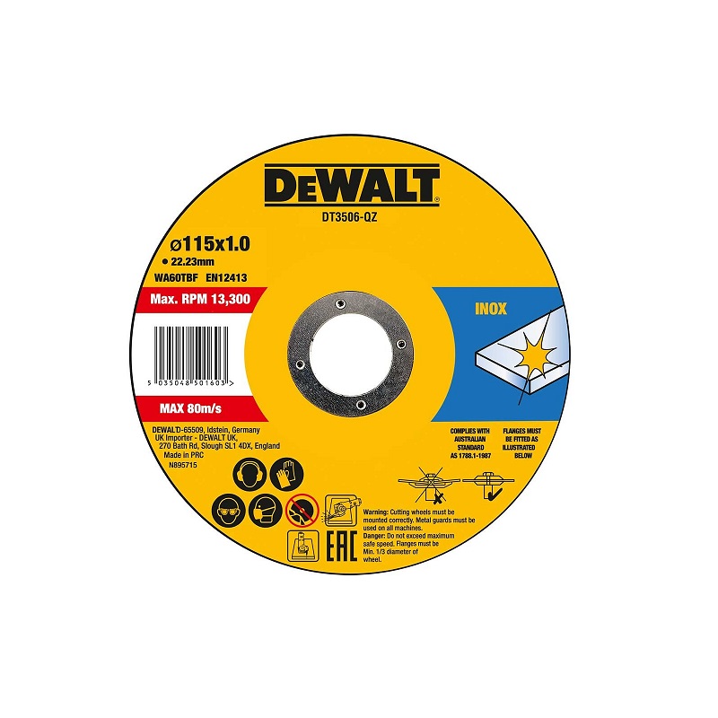 DT3506 Δίσκος κοπής Inox DeWalt 22,23mm x 1mm - Image 1