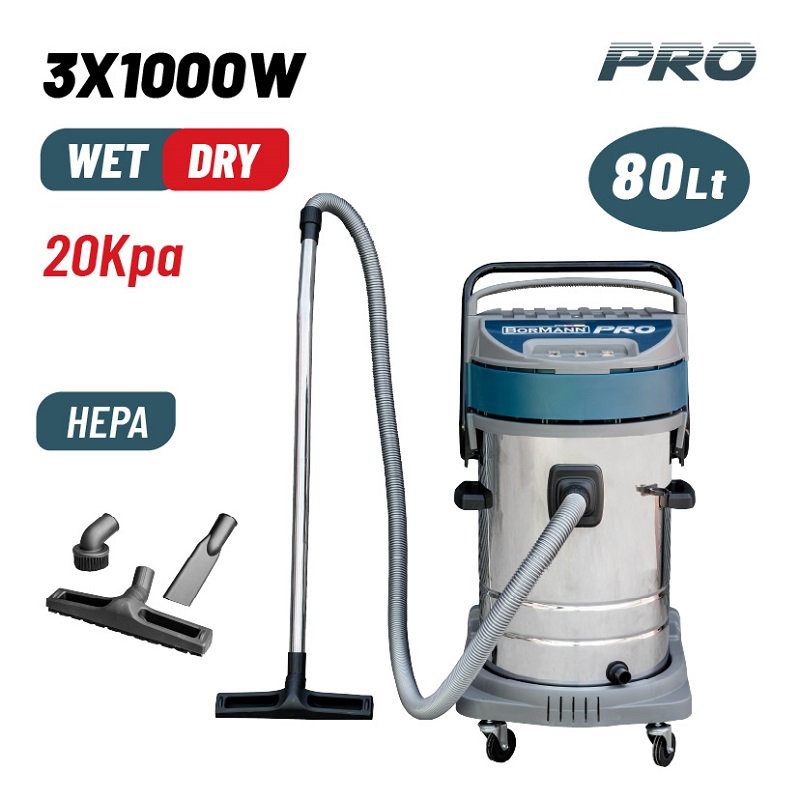 bormann_BVC7510 Σκούπα Υγρών-Στερεών 3x1000W Με Ανοξείδωτο Κάδο 80lt BVC7510 BORMANN Pro - Image 1