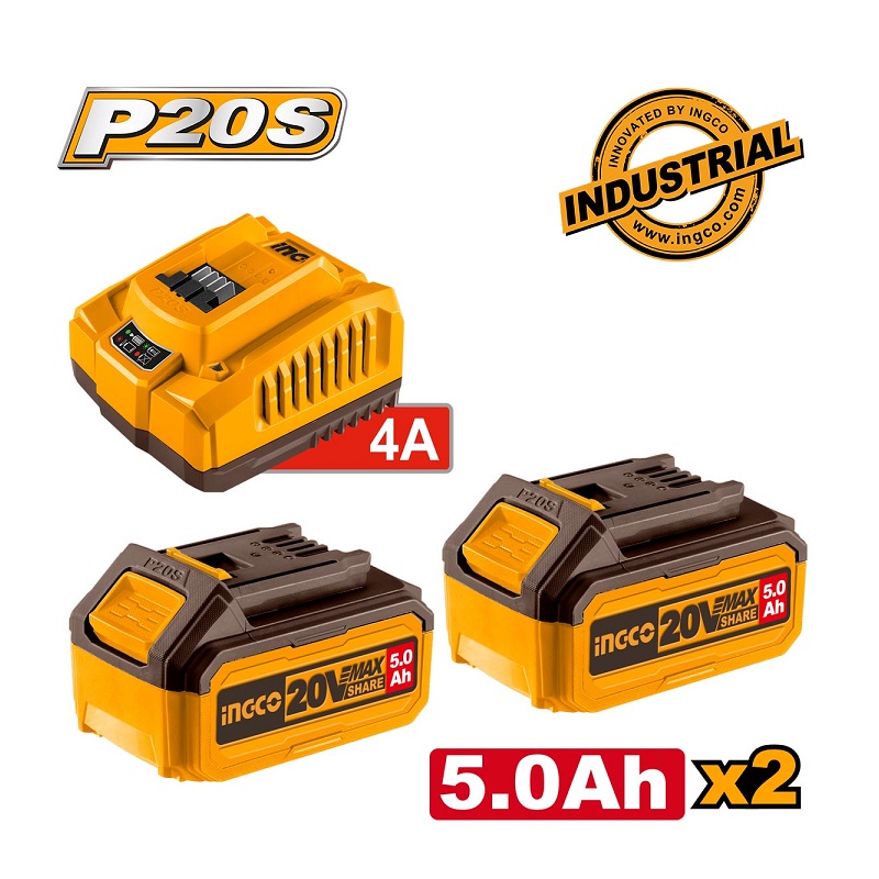 FBCPK2513E Μπαταρίες 2x5.0Ah & Ταχυφορτιστής 4Ah INGCO FBCPK2513E - Image 1