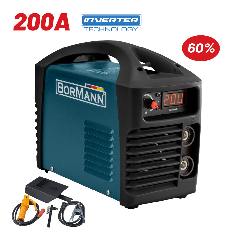 BIW2010 Ηλεκτροκόλληση Inverter 200A Απόδοση 60% Ψηφιακή Οθόνη Ηλεκτρόδιο 4mm BORMANN BIW2010 - Image 1