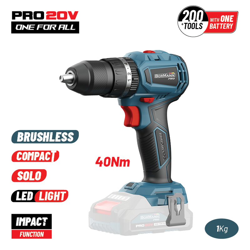 bormann_BBP5143 Δραπανοκατσάβιδο Κρουστικό Compact Brushless Μπαταρίας 20V SOLO Li-Ion BORMANN PRO BBP5143 - Image 1