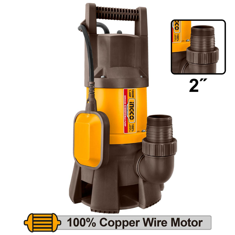 SPD10001 Υποβρύχια Αντλία Νερού - Ακαθάρτων 1000W 333 Lit/min 1.4HP INGCO SPD10001 - Image 1