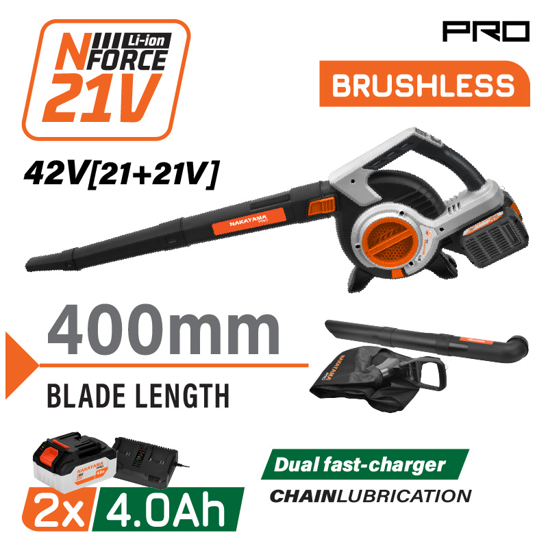 EC1715X44 Φυσητήρας Απορροφητήρας Μπαταρίας 42V Brushless / Μπαταρίες 2x4Ah NAKAYAMA Pro EC1715X44 - Image 1