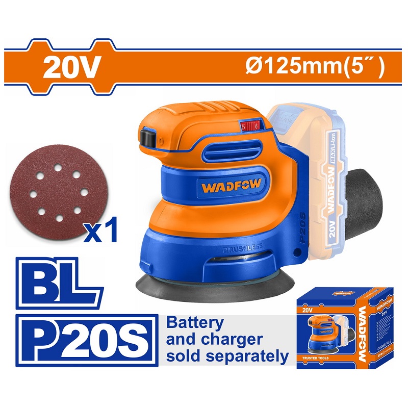 WRAP5030 Έκκεντρο Τριβείο 125mm Μπαταρίας Li-ion 20V Solo WADFOW WRAP5030 - Image 1